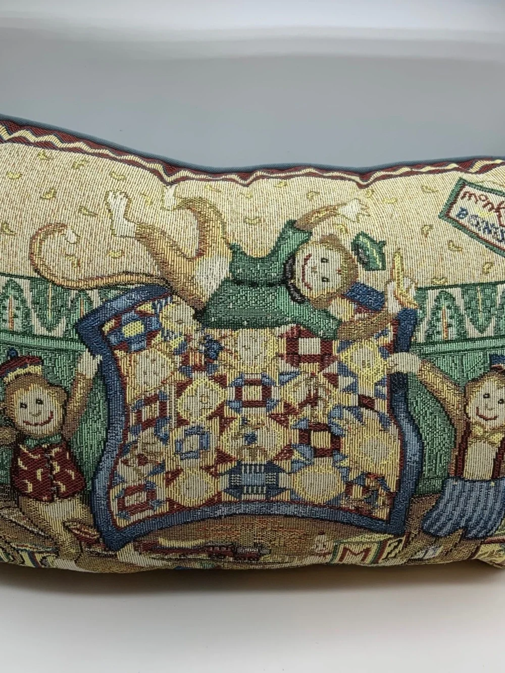 Vintage Monkey Business Cross Stitch Needlepoint Retro Accent Pillow 16